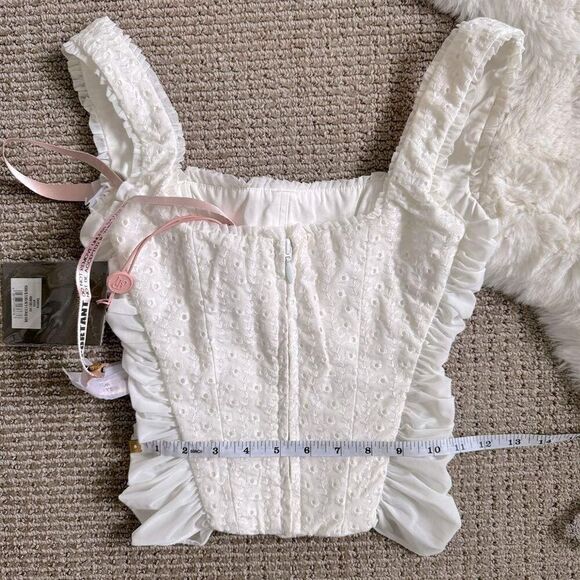 House of CB Eyelet Mesh Corset Top XS - White - Picture 4 of 5